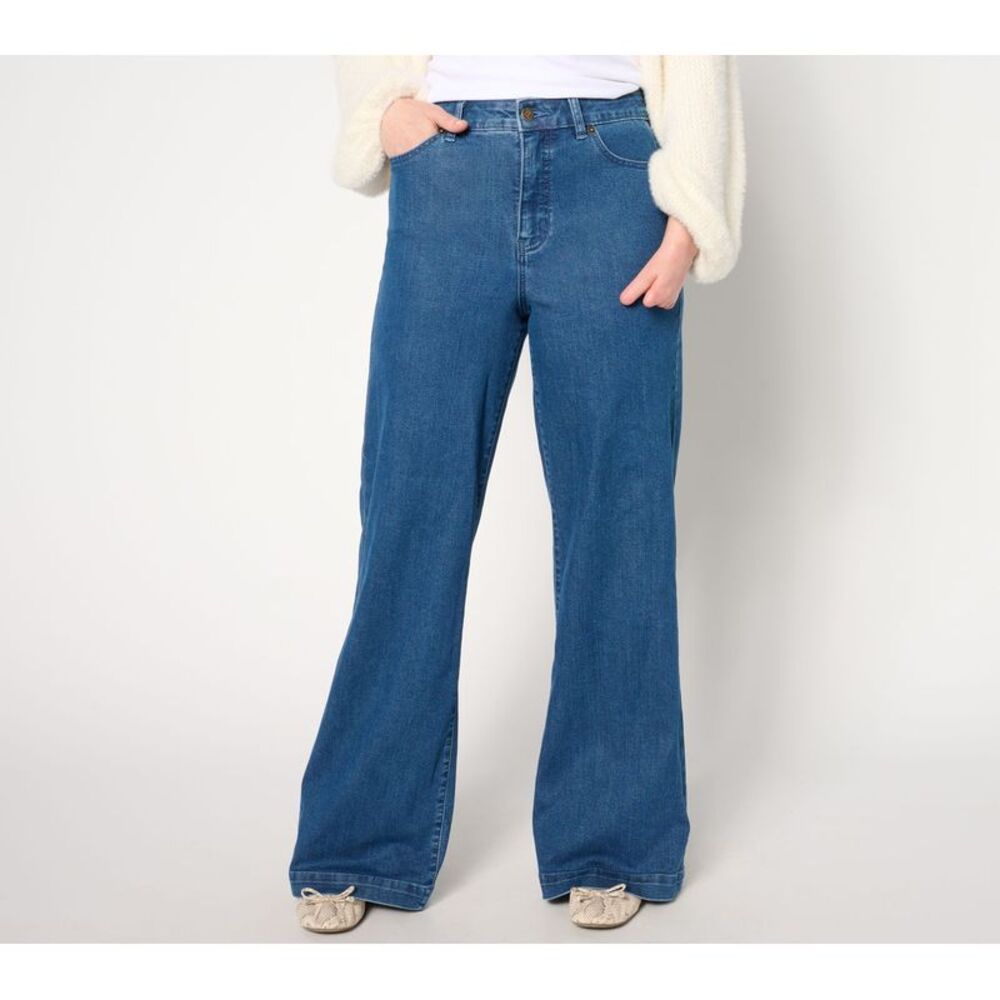 Me by Jennie Garth Women's Plus Sz Pants 20 Indigo Relaxed Fit Jeans Blue